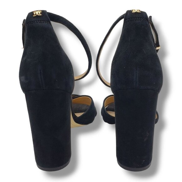 Sam Edelman Yancy1 Sandals Womens 11 Ankle Strap Block Heel Black Suede - Picture 3 of 9